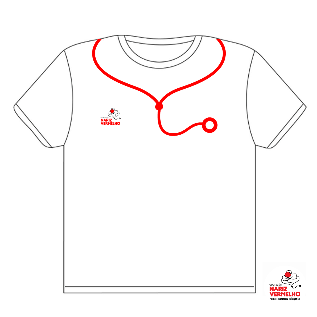 T-Shirt ONV Branco (estampagem a vermelho) - Operação Nariz Vermelho